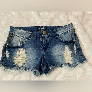 XOXO Distressed Denim Shorts